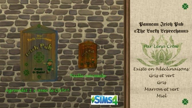 Sims 4 Irish Pub sign by LénaCrow at Sims Artists