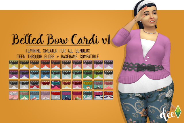 Sims 4 Belted Bow Cardi v.1 at Deetron Sims