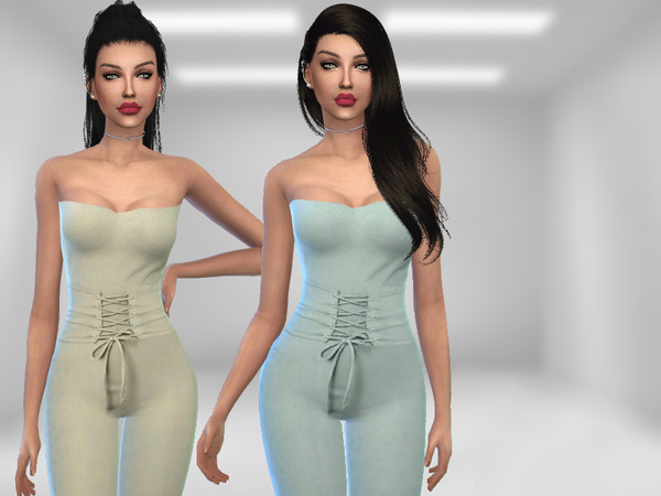 Sims 4 Strapless Jumpsuit by Puresim at TSR