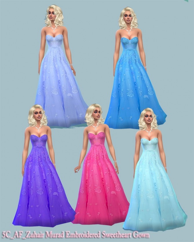 Embroidered Sweetheart Gown at 5Cats » Sims 4 Updates