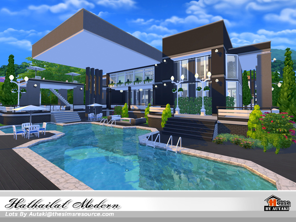 Sims 4 Hathairat Modern house by autaki at TSR