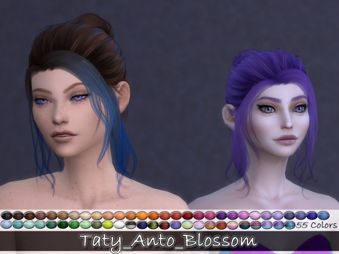 Sims 4 Anto Blossom hair retexture at Taty – Eámanë Palantír
