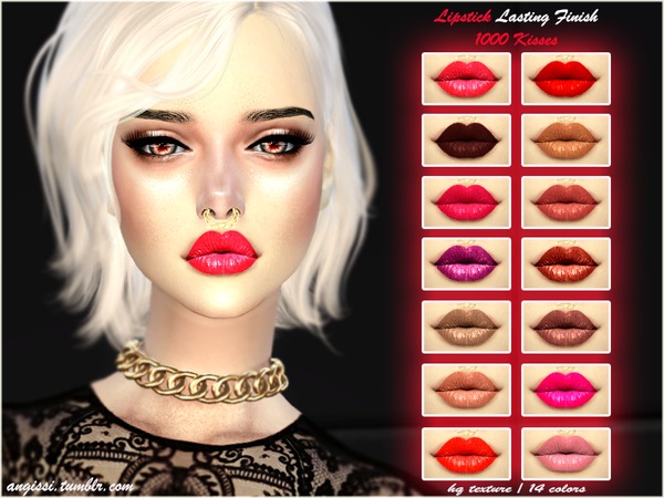 Sims 4 Lipstick Lasting Finish 1000 Kisses by ANGISSI at TSR