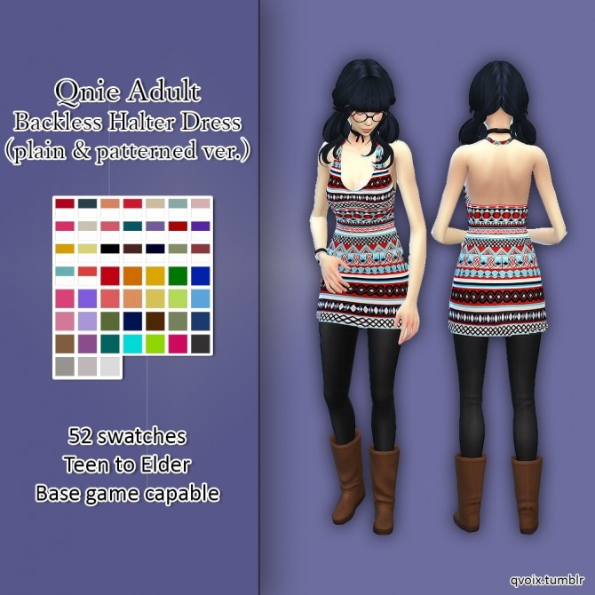 Sims 4 Backless Halter Dress at qvoix – escaping reality