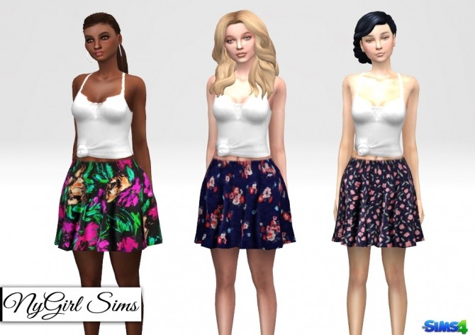 Sims 4 Floral Print Skirt at NyGirl Sims