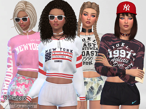 Sims 4 Athletic Dept. Sweatshirt Collection 02 by Pinkzombiecupcakes at TSR