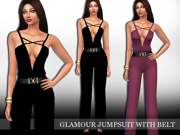 Sims 4 Glamour Jumpsuit with Belt by Saliwa at TSR