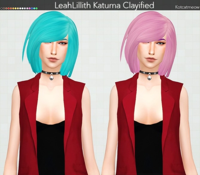 Sims 4 LeahLillith Katuma Hair Clayified at KotCatMeow