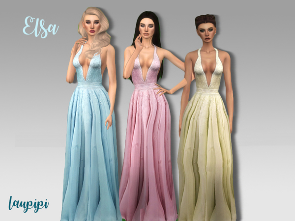 Sims 4 Elsa gown by laupipi at TSR