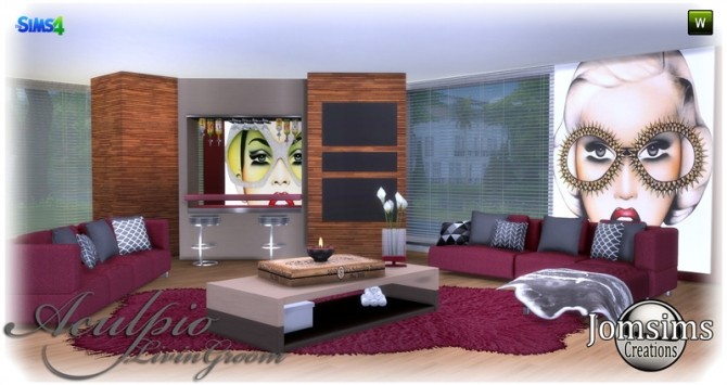 Sims 4 Aculpio living room at Jomsims Creations