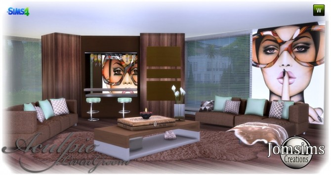 Sims 4 Aculpio living room at Jomsims Creations