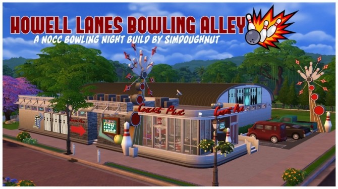 Sims 4 Howell Lanes Bowling Alley Build at SimDoughnut