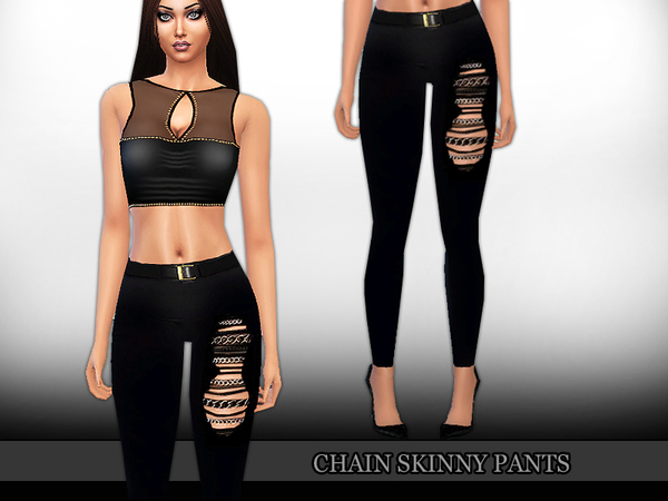 Sims 4 Chain Skinny Pants by Saliwa at TSR