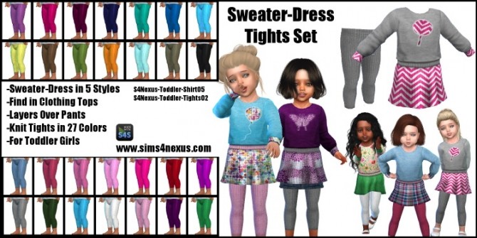 Sims 4 Sweater Dress Tights Set at Sims 4 Nexus