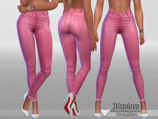 Sims 4 Leather Jeans by Pinkzombiecupcakes at TSR