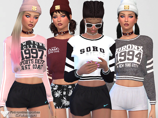 Sims 4 Athletic Dept. Sweatshirt Collection 02 by Pinkzombiecupcakes at TSR