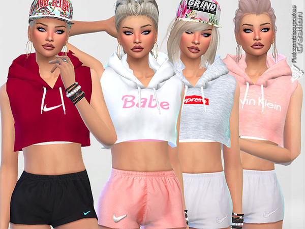 Sims 4 Sleeveless Hoodie Collection by Pinkzombiecupcakes at TSR