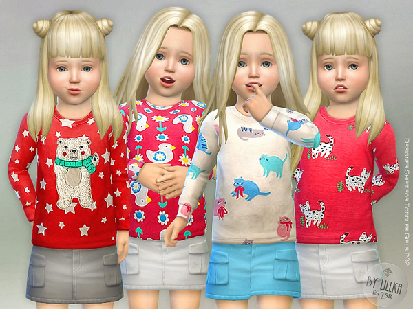 Sims 4 Designer Shirt for Toddler Girls P02 by lillka at TSR