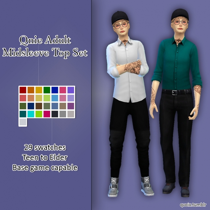 Midsleeve Top Set at qvoix – escaping reality » Sims 4 Updates