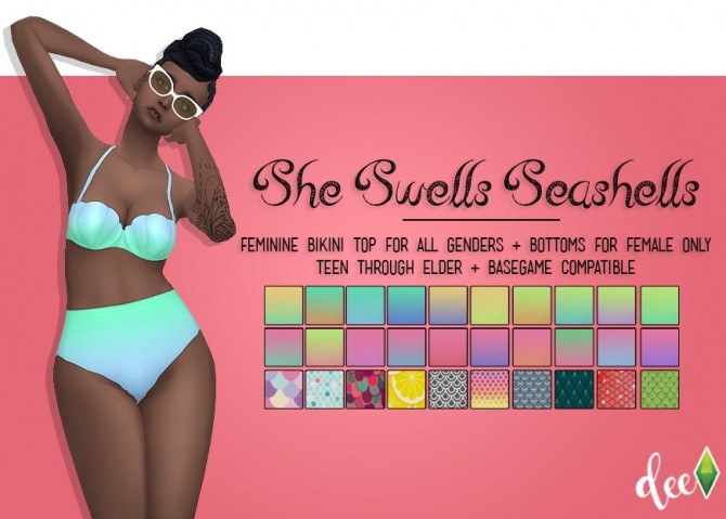 Sims 4 She Swells Seashells Bikini at Deetron Sims