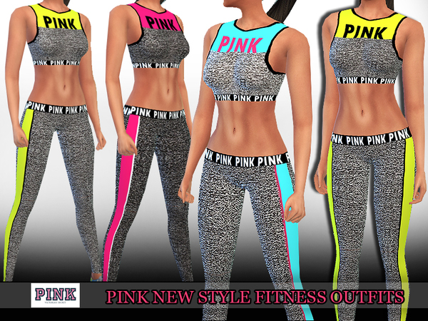 Sims 4 Pink Trendy Fitness Outfits by Saliwa at TSR