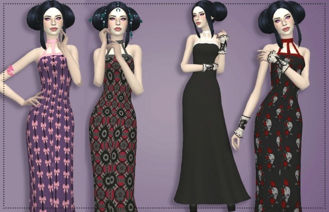 Sims 4 Gloomy Nights Gown by Annabellee25 at SimsWorkshop