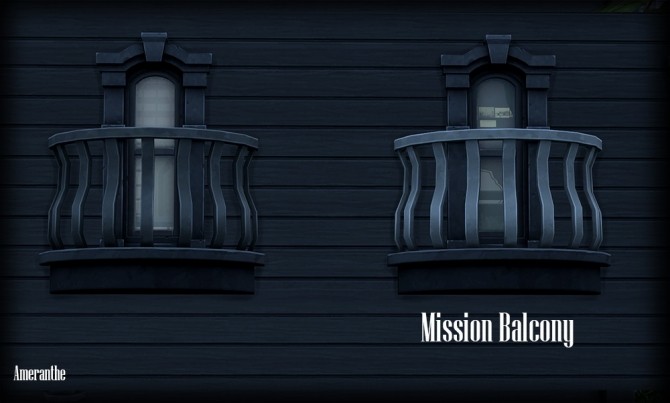 Sims 4 Mission Balcony in Vampire build colors at Ameranthe – Camera Obscura