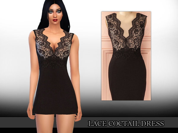 Sims 4 Lace Coctail Dress by Saliwa at TSR