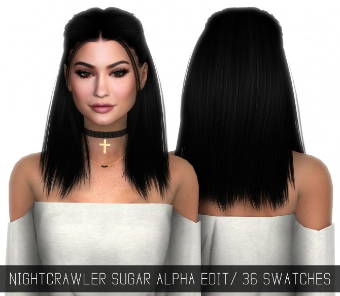 Sims 4 NIGHTCRAWLER SUGAR ALPHA Hair EDIT at Simpliciaty
