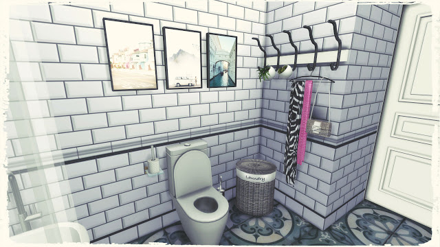 Sims 4 Blue & White Bathroom at Dinha Gamer