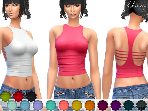 Sims 4 Cut Out Strappy Racerback Top by ekinege at TSR