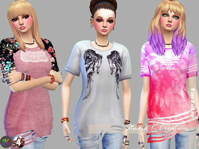 Giruto 24 Raw cut edge Tee at Studio K-Creation » Sims 4 Updates