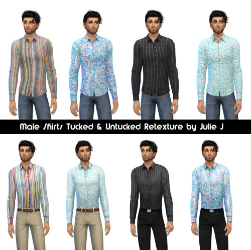Sims 4 Male Shirts Tucked and Untucked Retextured at Julietoon – Julie J