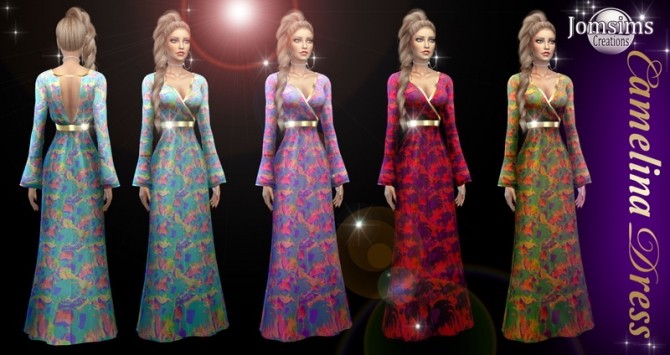 Sims 4 Camelina dress at Jomsims Creations