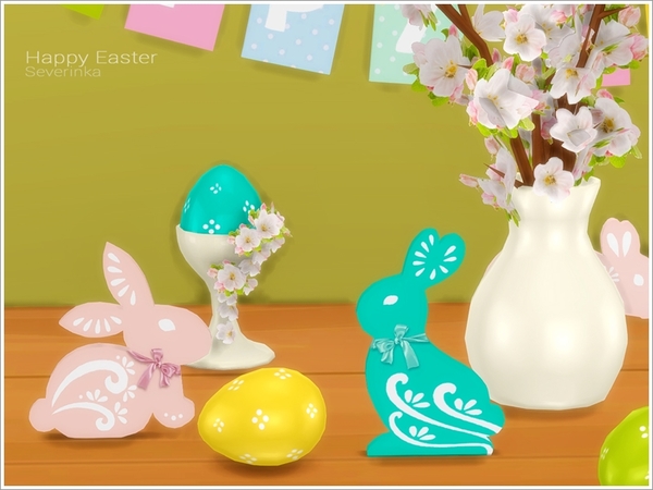Sims 4 Happy Easter deco set by Severinka at TSR