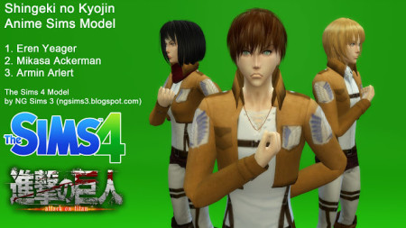 Attack on Titan Eren, Mikasa & Armin at NG Sims3
