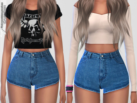 Summer Blue Denim Shorts by Pinkzombiecupcakes at TSR » Sims 4 Updates