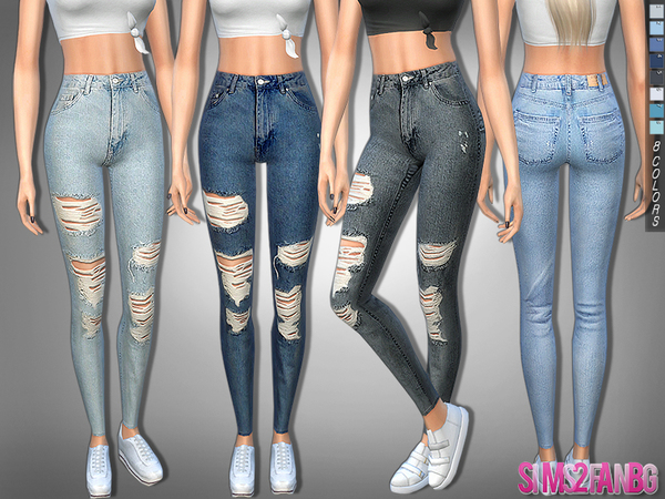 Sims 4 Ripped Skinny High Jeans by sims2fanbg at TSR
