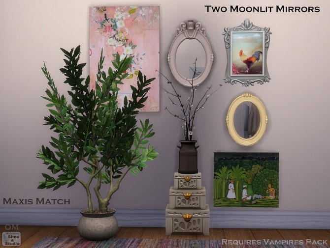 Sims 4 Two Moonlit Mirrors by OM at Sims 4 Studio