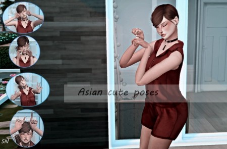 Asian cute posepack at Simsnema