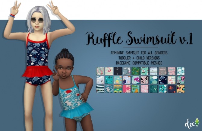 Sims 4 Ruffle Swimsuit v.1 at Deetron Sims