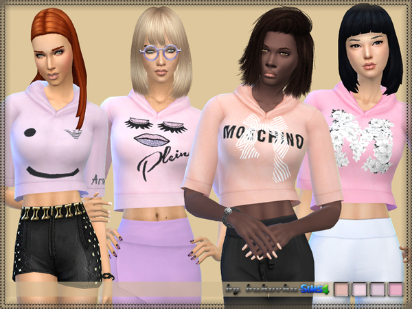 Sims 4 Hoody Four Pink by bukovka at TSR