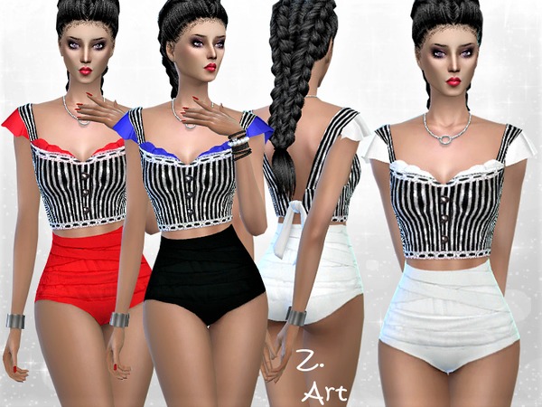 Sims 4 RetroZ 03 playful blouse by Zuckerschnute20 at TSR