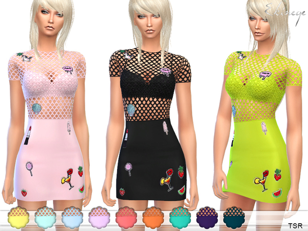 Sims 4 Mini Dress With Patches by ekinege at TSR