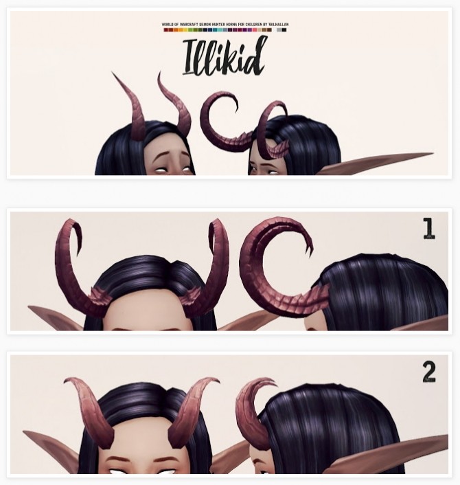 Sims 4 Illikid WoW Demon Hunter horn conversion for kids at Valhallan