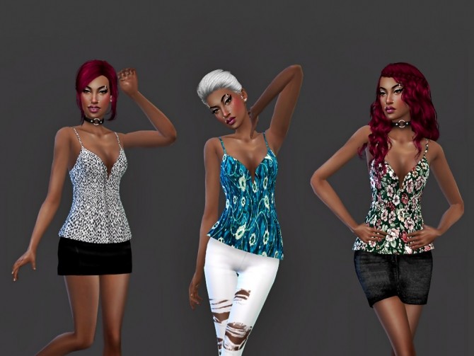Sims 4 Floral Lace Top Recolor at Teenageeaglerunner