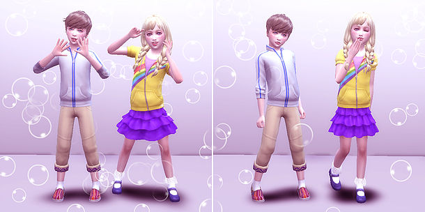 Sims 4 Combination pose 02 (Child) at A luckyday