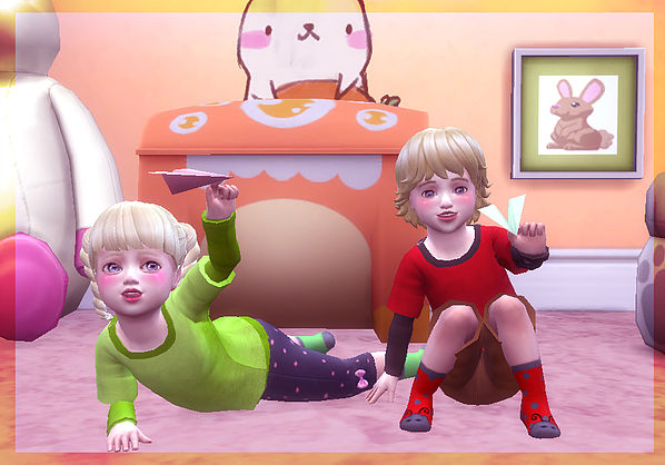 Sims 4 Playing Paper Plane Toddler poses at A luckyday