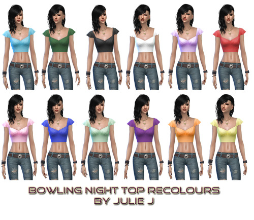 Sims 4 Female Bowling Night Top Recolours at Julietoon – Julie J