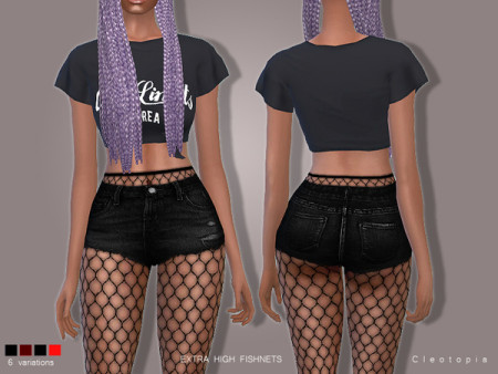 High Waisted Fishnet Tights Set 78 by Cleotopia at TSR